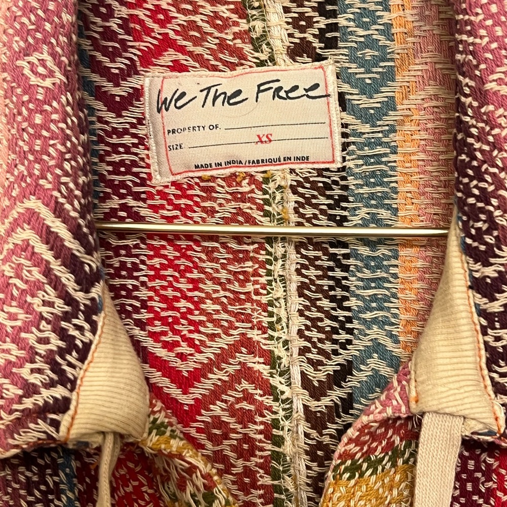 We The Free XS Boho Multicolor Woven Button-Down Shirt | Free People - Picture 4 of 6